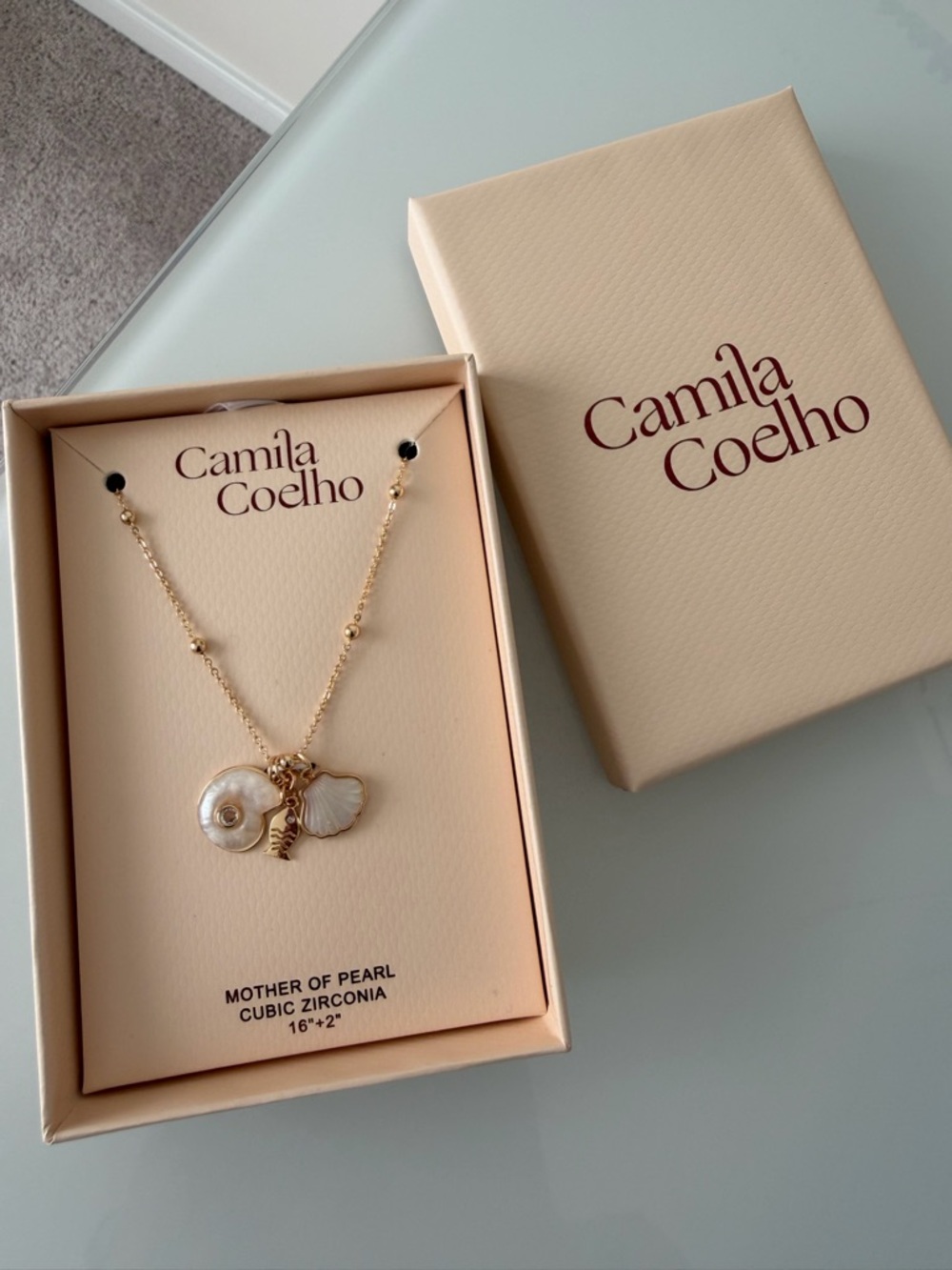 Camila Coelho Gold Mother of Pearl Shell Charm Necklace